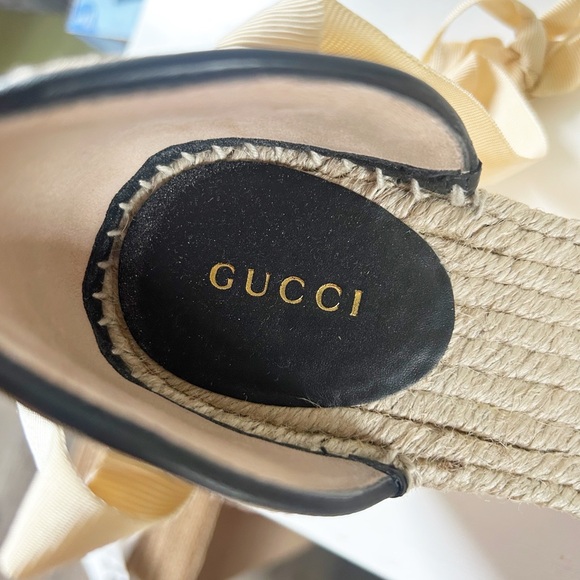 Gucci Marmont GG Matelasse Beige Platform Espadrille Wedges Sandals Size EU 39.5 - Picture 12 of 13